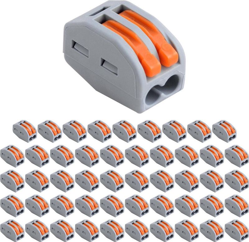 Lasklem - Verbindingsklem - Grijs/Oranje - 50 Stuks - 2 Polig met Klemmetjes