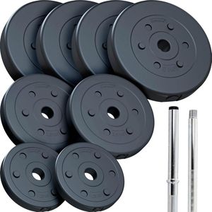 Halterschijven - Halterschijven Set - Gewichten - Gewichten set - 30 kg - Plastic - Zwart - 120 x 3 x 3 cm