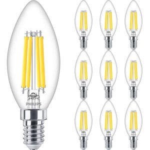 PHILIPS - LED Lamp E14 10 Pack - MASTER Value LEDcandle E14 Filament Helder 3.4W 470lm - 927 Zeer Warm Wit 2700K - Beste Kleurweergave - Dimbaar | Vervangt 40W