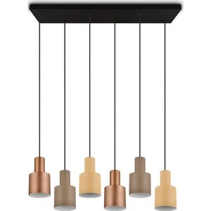 LED Hanglamp - Trion Agido - E27 Fitting - 6-lichts - Zwart met Multicolor Lampenkap
