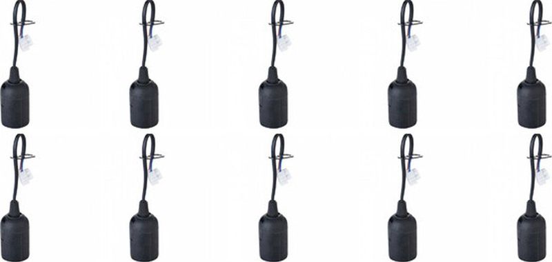 Verhuisfitting 10 Stuks - E27 Fitting/Houder - Kunststof Zwart 15cm Draad