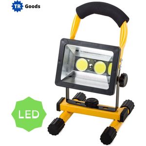 T.R. Goods - Oplaadbare LED Bouwlamp met Statief - 30 Watt - COB LED - Werklamp op Accu - Helder/Koud Wit 6500K - Waterdicht IP65 - Oplaadbaar - Kantelbaar - Draaibaar