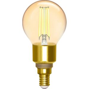 LED Lamp - Filament - Smart LED - Aigi Delano - Bulb G45 - 4.5W - E14 Fitting - Slimme LED - Wifi LED + Bluetooth - Aanpasbare Kleur - Amber - Glas