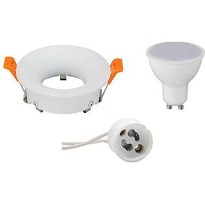 LED Spot Set - Igia - GU10 Fitting - Inbouw Rond - Mat Wit - 6W - Warm Wit 3000K - Ø85mm