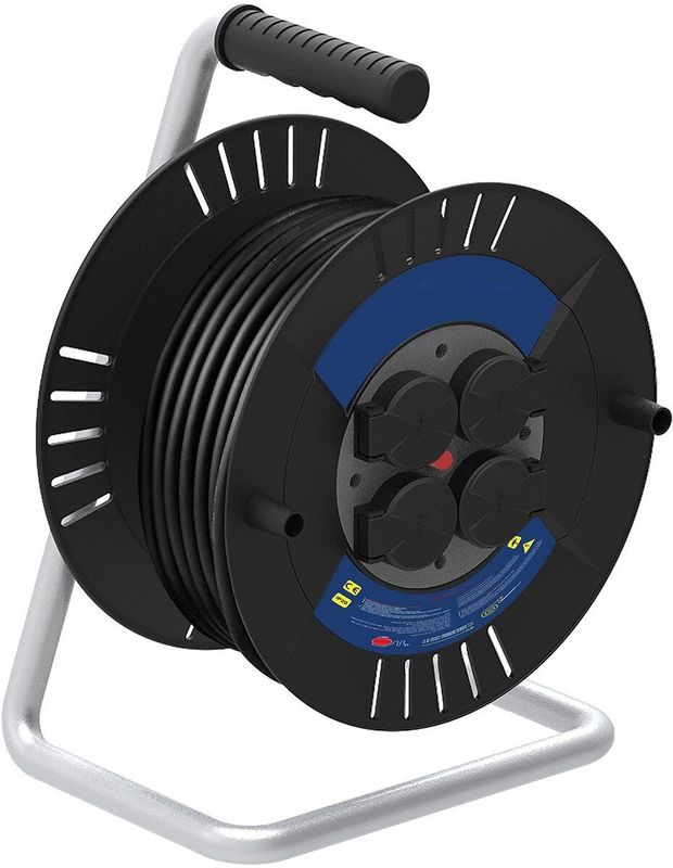 Relon - Kabelhaspel - 4 Stopcontacten - Spatwaterdicht IP44 - 40 Meter - Zwart