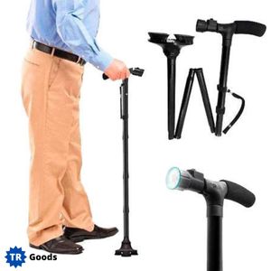 Inklapbare Wandelstok met LED verlichting - In hoogte Verstelbaar - Kogelgewricht