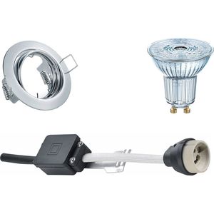 LED Spot Set - OSRAM Parathom PAR16 927 36D - GU10 Fitting - Dimbaar - Inbouw Rond - Glans Chroom - 5.5W - Warm Wit 2700K - Kantelbaar Ø83mm