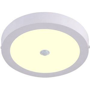 LED Downlight - Facto Dury - PIR Bewegungssensor 360° + Tag und Nacht Sensor - 24W - Warmweiß 2700K - Aufbau - Rund - Matt Weiß - OSRAM LEDs
