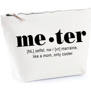 Toilettas - meter - cadeau - katoenen tas - wit - meter vragen - geschenk