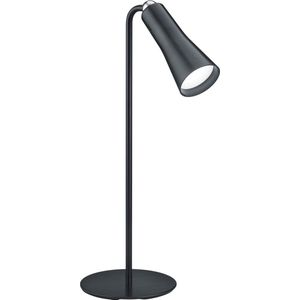 LED Bureaulamp - Torna Moxi - 2W - Warm Wit 3000K - Oplaadbaar - Rond - Mat Zwart - Aluminium