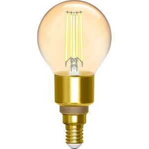 LED Lamp - Filament - Smart LED - Igia Delano - Bulb G45 - 4.5W - E14 Fitting - Slimme LED - Wifi LED + Bluetooth - Aanpasbare Kleur - Amber - Glas