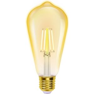 LED Lamp - Smart LED - Aigi Rixona - Bulb ST64 - 6W - E27 Fitting - Slimme LED - Wifi LED + Bluetooth - Aanpasbare Kleur - Amber - Glas