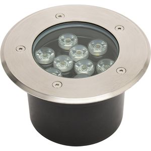 LED Grondspot - Aruz - Inbouw Rond - 9W - Waterdicht IP67 - Natuurlijk Wit 4000K - Rond - Mat Chroom - RVS