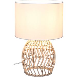 LED Tafellamp - Tafelverlichting - Trion Samir - E27 Fitting - Rond - Bruin - Hout