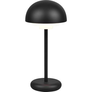 LED Tafellamp met Opbaadbare Batterijen - Torna Berna - 2W - Warm Wit 3000K - Spatwaterdicht IP44 - Dimbaar - Rond - Mat Zwart - Kunststof