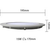 LED Downlight Slim - Inbouw Rond 15W - Warm Wit 2700K - Mat Wit Aluminium - Ø195mm