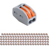 Lasklem - Verbindingsklem - 100 Stuks - 2 Polig met Klemmetjes - Grijs/Oranje