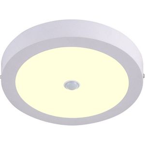 LED Downlight - Oficto Dury - PIR Bewegingssensor 360° + Dag en Nacht Sensor - 18W - Warm Wit 3000K - Opbouw - Rond - Mat Wit - OSRAM LEDs