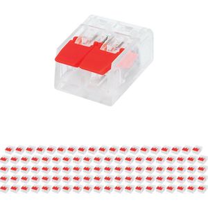 Lasklem - Verbindingsklem - 100 Stuks - 2 Polig met Klemmetjes - Rood