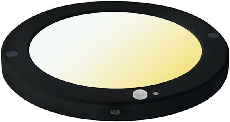 LED - Plafondlamp - Rond - Mat Zwart - Met Bewegingssensor en Aanpasbare Kleur