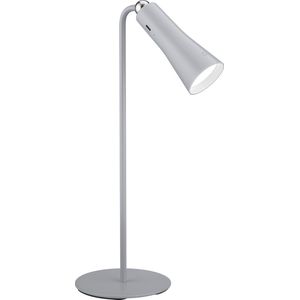 LED Bureaulamp - Torna Moxi - 2W - Warm Wit 3000K - Oplaadbaar - Rond - Mat Grijs - Aluminium