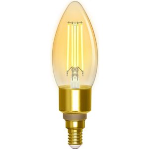LED Lamp - Filament - Smart LED - Igia Delano - Bulb C35 - 4.5W - E14 Fitting - Slimme LED - Wifi LED + Bluetooth - Aanpasbare Kleur - Amber - Glas