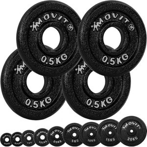 Halterschijven - Gewichten - Gewichten set - Gewichten fitness - Gewichten schijven - Gietijzer - 30 mm - 4x 0.5 kg - Zwart