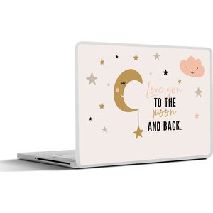 Laptop sticker - 15.6 inch - Quotes - Kinderen - Love you to the moon and back - Spreuken - Kids - Baby - Meisje - 36x27,5cm - Laptopstickers - Laptop skin - Cover
