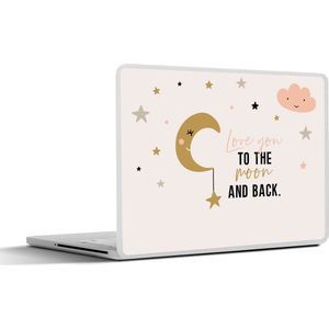 Laptop sticker - 14 inch - Spreuken - Love you to the moon and back - Quotes - Kinderen - Kids - Baby - Meiden - 32x5x23x5cm - Laptopstickers - Laptop skin - Cover