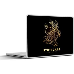 Laptop sticker - 17.3 inch - Stuttgart - Black & gold - Kaart - Stadskaart - Plattegrond - 40x30cm - Laptopstickers - Laptop skin - Cover