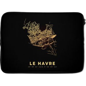 Laptophoes 13 inch - Frankrijk – Kaart - Stadskaart – Plattegrond – Le Havre - Laptop sleeve - Binnenmaat 32x22,5 cm - Zwarte achterkant