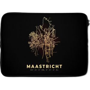 Laptophoes 13 inch - Nederland - Stadskaart - Kaart - Maastricht - Plattegrond - Laptop sleeve - Binnenmaat 32x22,5 cm - Zwarte achterkant