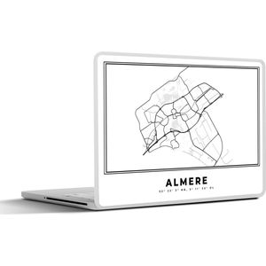 Laptop sticker - 15.6 inch - Nederland – Almere – Stadskaart – Kaart – Zwart Wit – Plattegrond - 36x27,5cm - Laptopstickers - Laptop skin - Cover