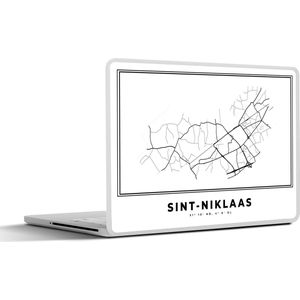 Laptop sticker - 13.3 inch - Stadskaart – Zwart Wit - Kaart – Sint Niklaas – België – Plattegrond - 31x22,5cm - Laptopstickers - Laptop skin - Cover