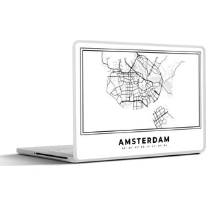 Laptop sticker - 13.3 inch - Nederland – Amsterdam – Stadskaart – Kaart – Zwart Wit – Plattegrond - 31x22,5cm - Laptopstickers - Laptop skin - Cover