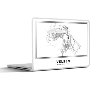 Laptop sticker - 13.3 inch - Stadskaart – Zwart Wit - Kaart – Velsen – Nederland – Plattegrond - 31x22,5cm - Laptopstickers - Laptop skin - Cover