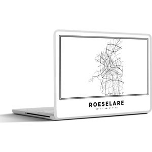 Laptop sticker - 17.3 inch - Kaart – Plattegrond – Stadskaart – Roeselare – België – Zwart Wit - 40x30cm - Laptopstickers - Laptop skin - Cover