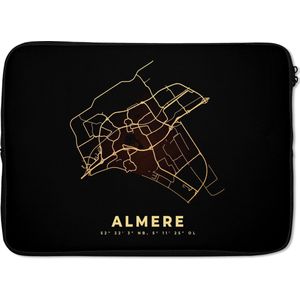 Laptophoes 13 inch - Plattegrond - Stadskaart - Almere - Kaart - Laptop sleeve - Binnenmaat 32x22,5 cm - Zwarte achterkant