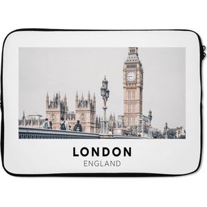 Laptophoes 13 inch - Londen - Engeland - Big Ben - Laptop sleeve - Binnenmaat 32x22,5 cm - Zwarte achterkant