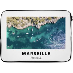 Laptophoes 13 inch - Marseille - Frankrijk - Boten - Laptop sleeve - Binnenmaat 32x22,5 cm - Zwarte achterkant