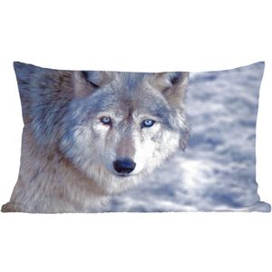 Sierkussens - Kussentjes Woonkamer - 50x30 cm - Kop van grijze wolf