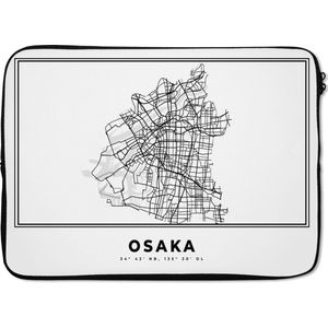 Laptophoes 14 inch - Osaka - Kaart - Japan - Laptop sleeve - Binnenmaat 34x23,5 cm - Zwarte achterkant