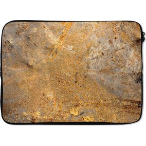 Laptophoes 14 inch - Metaal - Roest - Goud - Grijs - Structuur - Laptop sleeve - Binnenmaat 34x23,5 cm