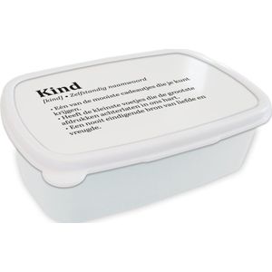 Broodtrommel Wit - Lunchbox - Brooddoos - Kind - Quotes - Familie - Definitie - Woordenboek - Spreuken - 18x12x6 cm - Volwassenen