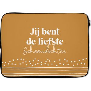 Laptophoes 14 inch - Dochter - Spreuken - Stippen - Laptop sleeve - Binnenmaat 34x23,5 cm - Zwarte achterkant