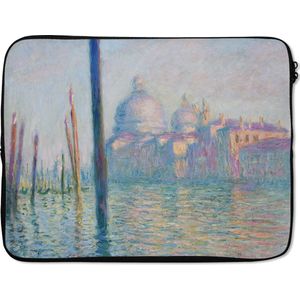Laptophoes 17 inch - Het grote kanaal, Venetië - Schilderij van Claude Monet - Laptop sleeve - Binnenmaat 42,5x30 cm - Zwarte achterkant