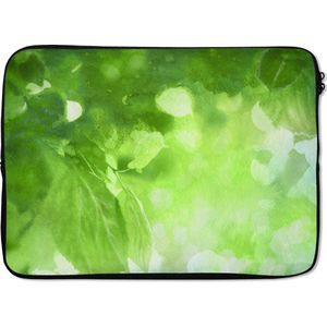 Laptophoes 13 inch - Abstracte illustratie van groene bladeren - Laptop sleeve - Binnenmaat 32x22,5 cm - Zwarte achterkant