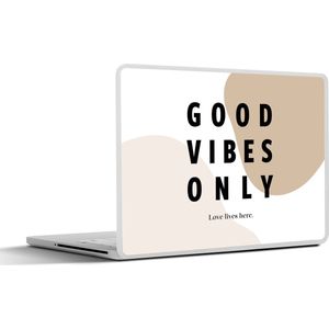 Laptop sticker - 13.3 inch - Spreuken - Good vibes only love lives here - Quotes - Valentijn - 31x22,5cm - Laptopstickers - Laptop skin - Cover