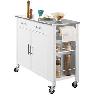 Rootz keukenopbergwagen met roestvrijstalen werkblad - keukeneiland keukenkast kast dressoir op wielen
