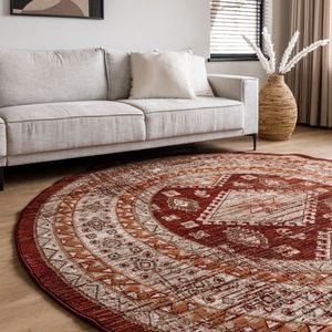Rond Vintage Vloerkleed Aila Rood/Oranje - Polypropyleen - Rond 160 Ø - (M)